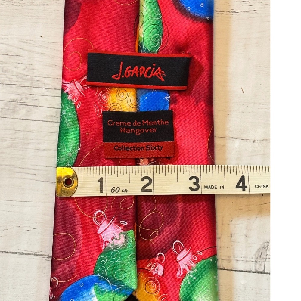 J. Garcia Silk Tie Creme de Menthe Hangover Collection Sixty Red Christmas Men - Picture 3 of 5